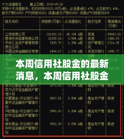 本周信用社股金動態(tài)解析與觀點闡述，最新消息深度探討