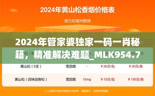 2024年管家婆獨家一碼一肖秘籍，精準解決難題_MLK954.76特別版