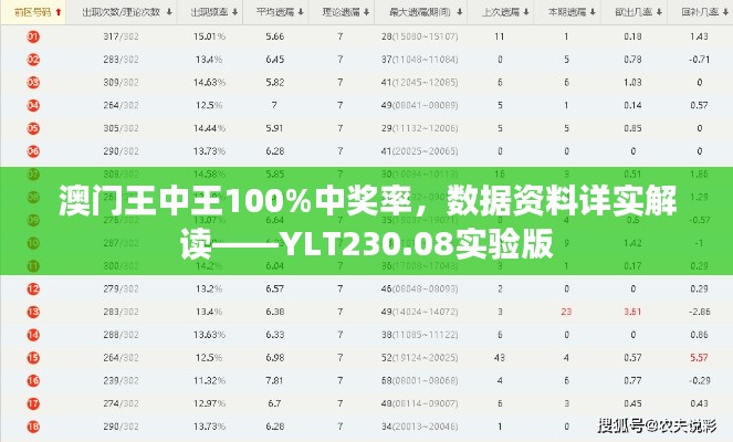 澳門王中王100%中獎(jiǎng)率，數(shù)據(jù)資料詳實(shí)解讀——YLT230.08實(shí)驗(yàn)版