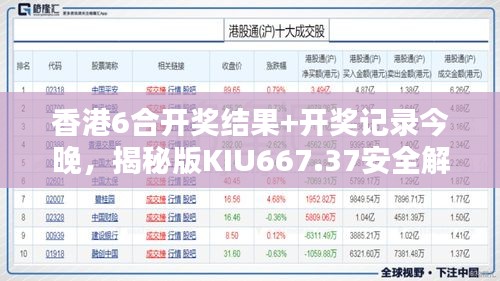 香港6合開獎結果+開獎記錄今晚，揭秘版KIU667.37安全解析