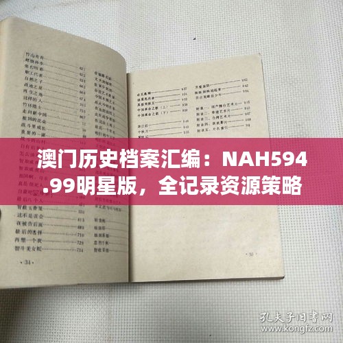 澳門(mén)歷史檔案匯編：NAH594.99明星版，全記錄資源策略