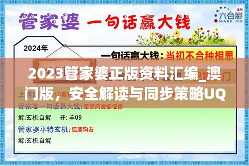 2023管家婆正版資料匯編_澳門版，安全解讀與同步策略UQJ505.33