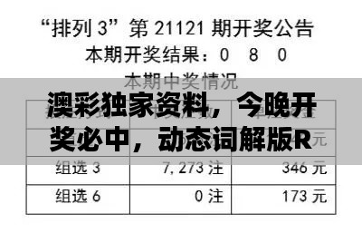 澳彩獨家資料，今晚開獎必中，動態(tài)詞解版RKG634.07