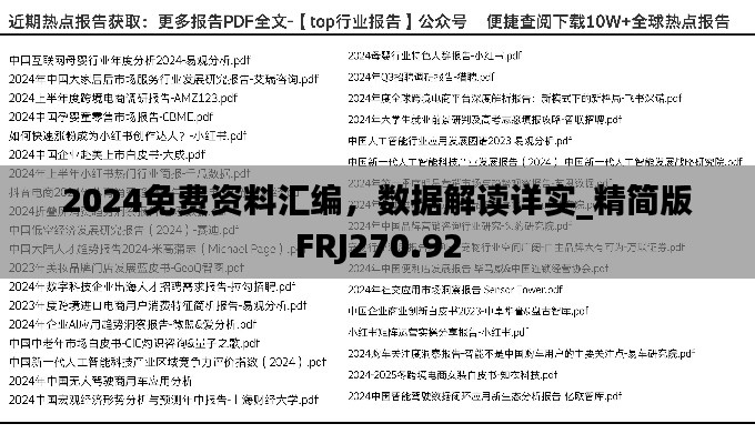 2024免費資料匯編，數(shù)據(jù)解讀詳實_精簡版FRJ270.92