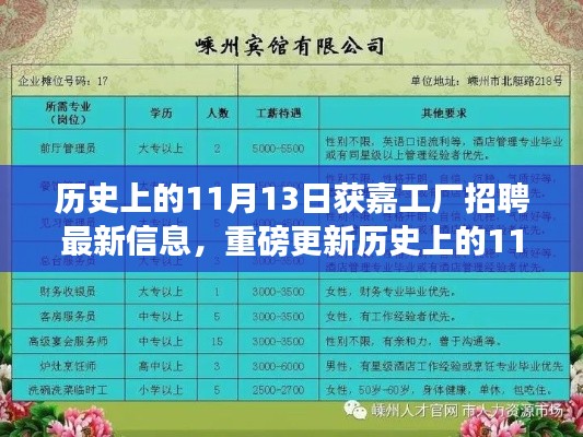 歷史上的11月13日獲嘉工廠招聘資訊大解析，最新崗位信息與全面資訊更新