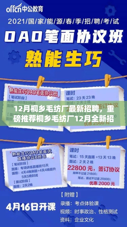 桐鄉(xiāng)毛紡廠12月全新招聘啟事，職業(yè)夢想從這里起航！