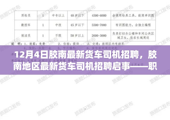 膠南地區(qū)最新貨車司機(jī)招聘啟事，職業(yè)發(fā)展與機(jī)遇解析