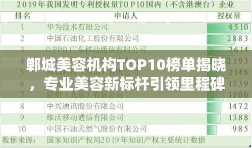 鄲城美容機(jī)構(gòu)TOP10榜單揭曉，專業(yè)美容新標(biāo)桿引領(lǐng)里程碑