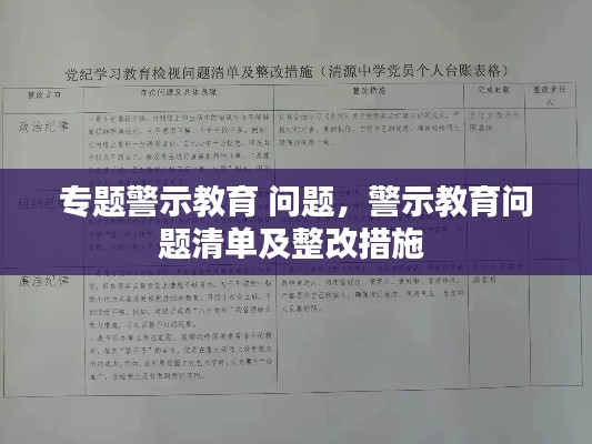 專題警示教育 問題，警示教育問題清單及整改措施 