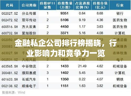 金融私企公司排行榜揭曉，行業(yè)影響力和競爭力一覽