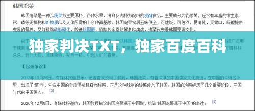 獨家判決TXT，獨家百度百科 