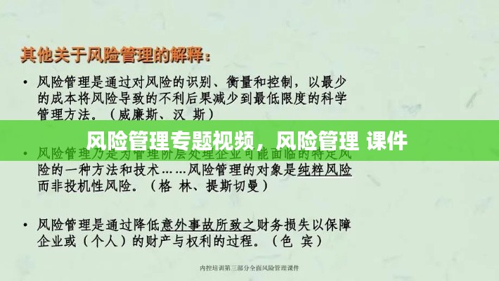 風險管理專題視頻，風險管理 課件 