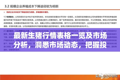 最新生豬行情表格一覽及市場分析，洞悉市場動態(tài)，把握投資機會！